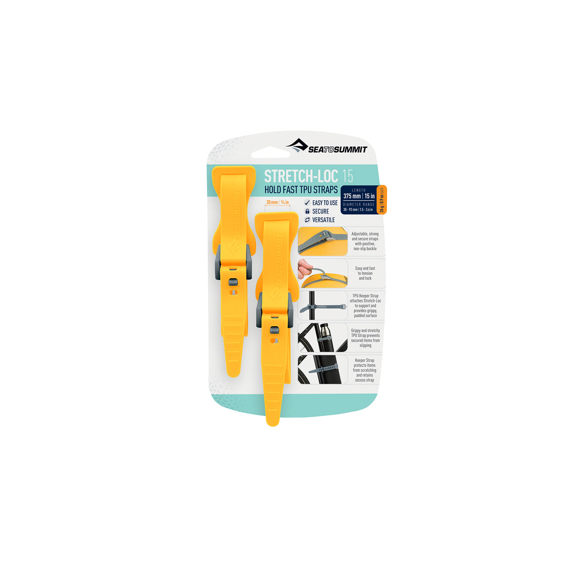 15IN Straps / 1/2in | 12mm / Yellow || Stretch-Loc TPU Straps (2 Pack)